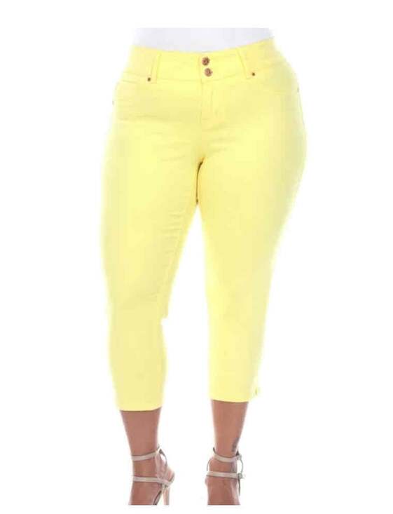 White Mark Accessories - NWT White Mark Women's Yellow Stretch Capri Jeans Size 22 Plus Comfort Fit
